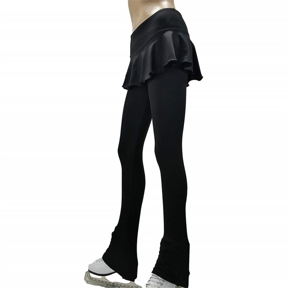 LIUHUO-pantalones de patinaje sobre hielo para mujer, Pantalón elástico de licra, ropa de entrenamiento negra, patinaje sobre ruedas