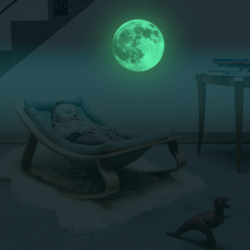 30cm Night Luminous Moon Toys Glowing 3D Fluorescent Moon Sticker Glow In The Dark Toys Light Up for Kids Baby Room Decor