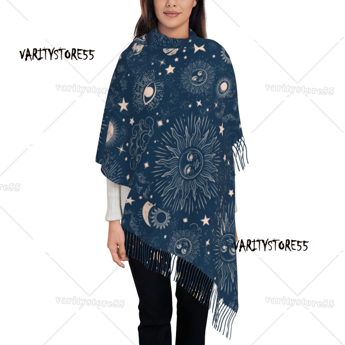 Brugerdefineret galakse stjernehimmel rum astronaut kvasttørklæde kvinder blødt sjal wrap dame vintertørklæder: Militærgrøn