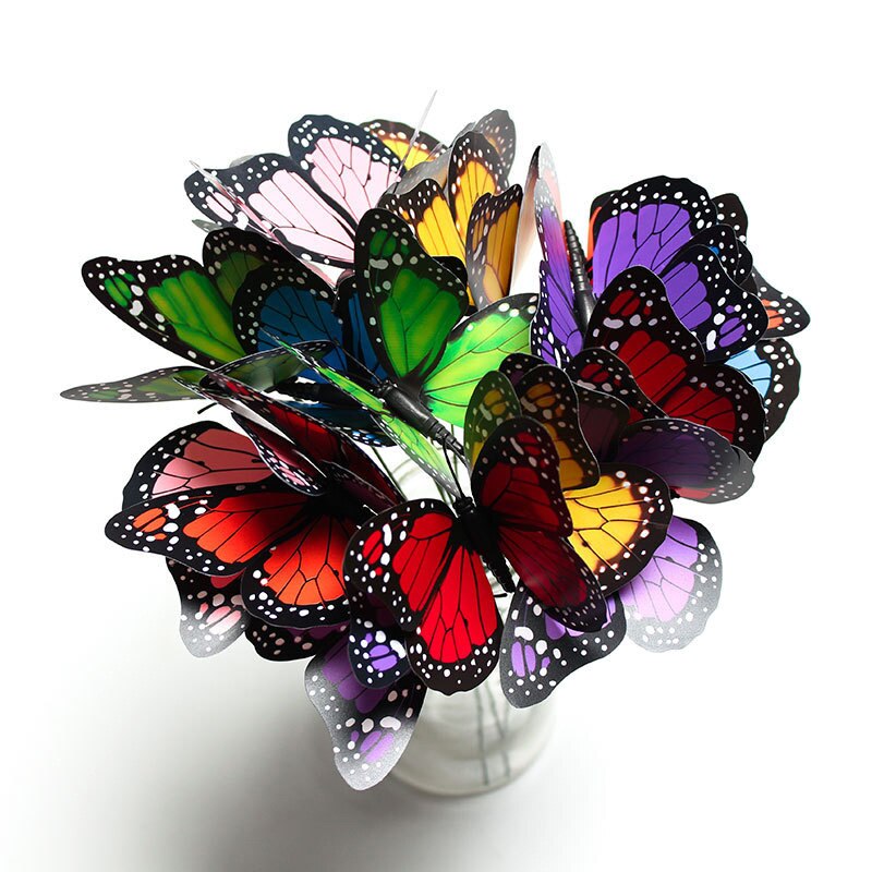 Maceta 3D de simulación de mariposa monarca, decoración impermeable para jardín, flores, boda, patio, exterior, 10/20 Uds.
