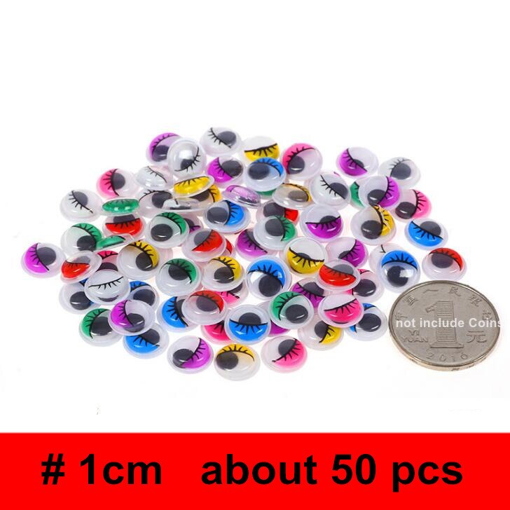 movable self-adhesive eyes hand DIY with eyelash beads attached black white eye clay accessories kid hand material BS93: BS93-Color-1cm