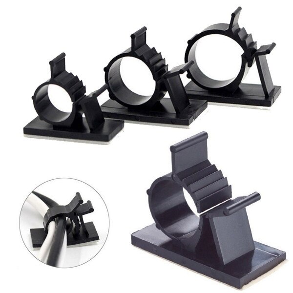 20Pcs Black Adjustable Plastic Cable Clamps Self Adhesive Car Cable Clips Wire Organizer