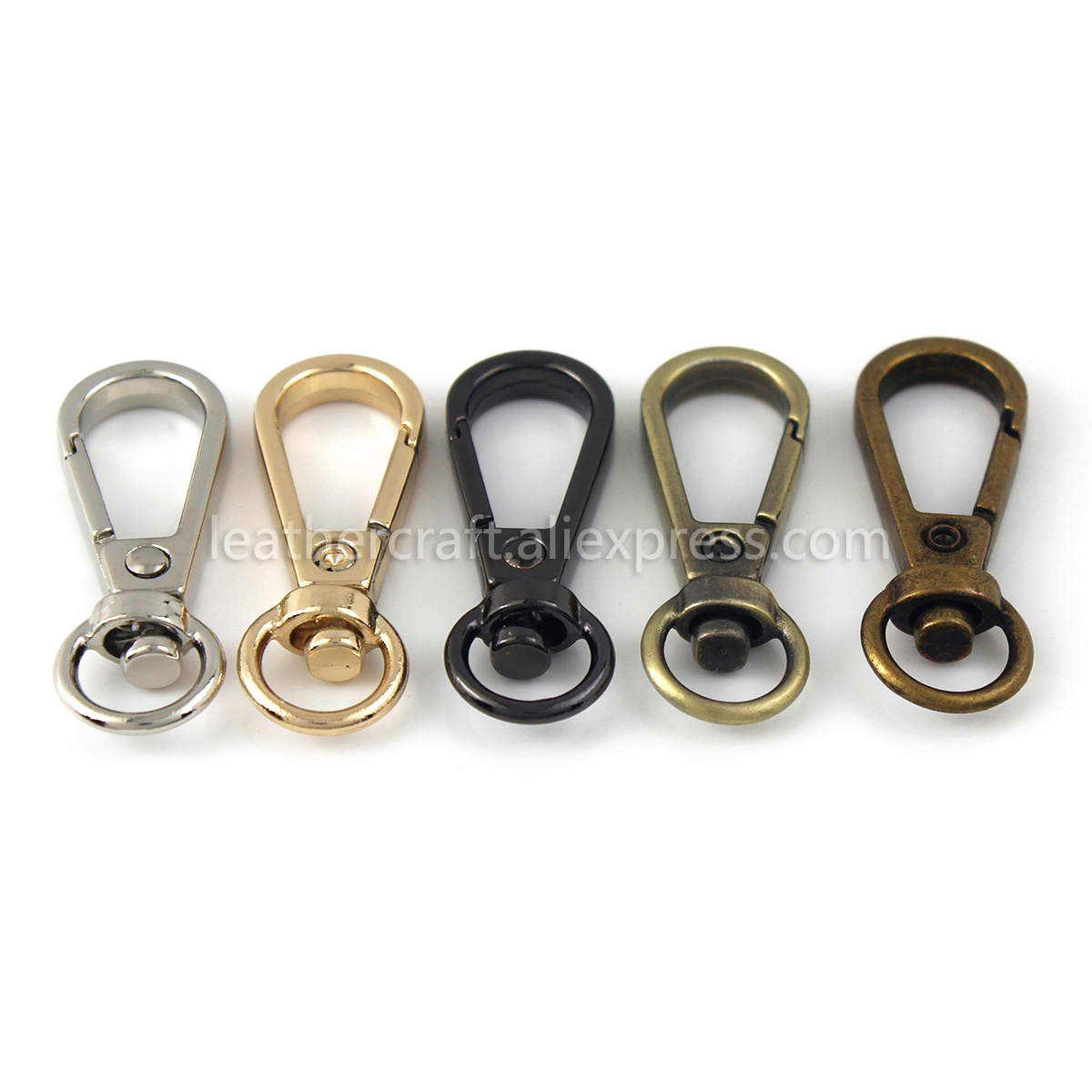 1 st metall vridbar o-ring öga karbinhake trigger spännen klämmor för läder pysselväska rem bälte webbing nyckelring liten storlek