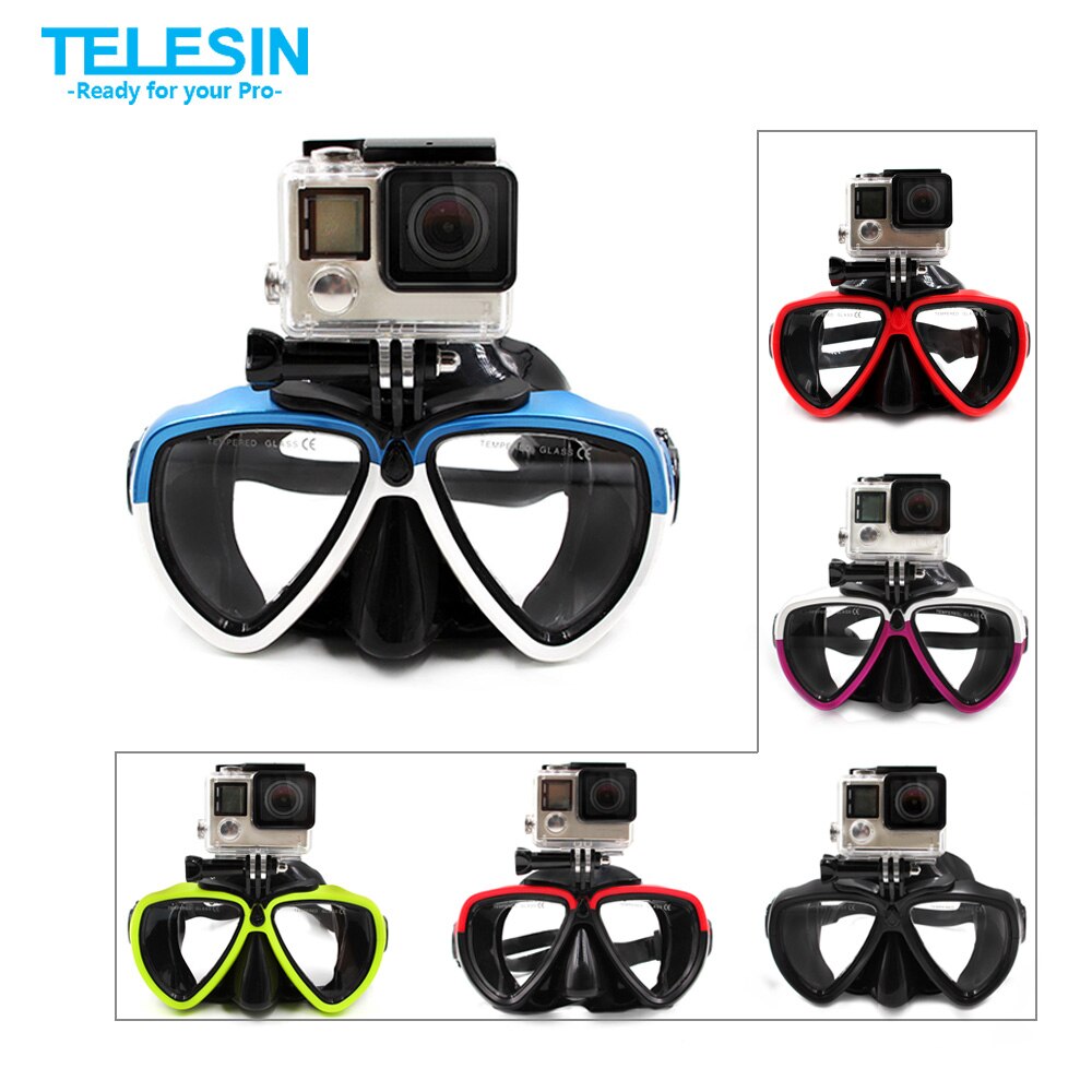 TELESIN Diving Mask Glasses with Detachable Mount Scuba Snorkel Swimming Glasses for GoPro Xiaomi Yi for DJI Osmo Action SJCAM