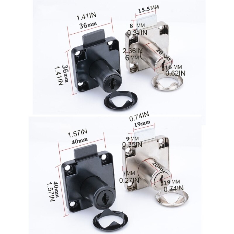 File Cabinet Lock with 2 Keys Security Cam Lock Stainless Steel Drawer Locks for Secure Important Files and Drawers