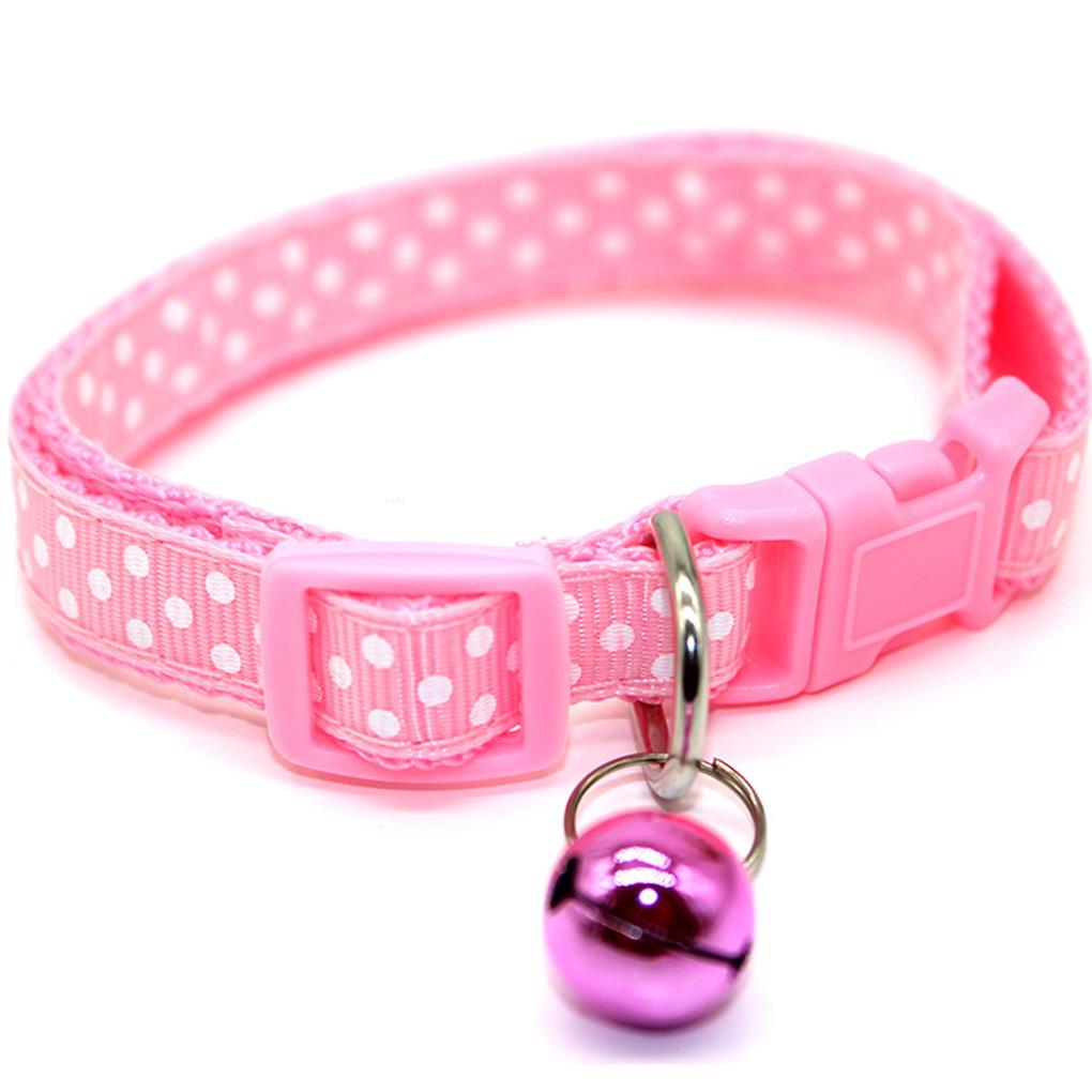 Collar de campana de cobre con parche de nailon para mascotas pequeñas, Gargantilla colorida ajustable con patrón de puntos, Collar para mascotas: NO.5