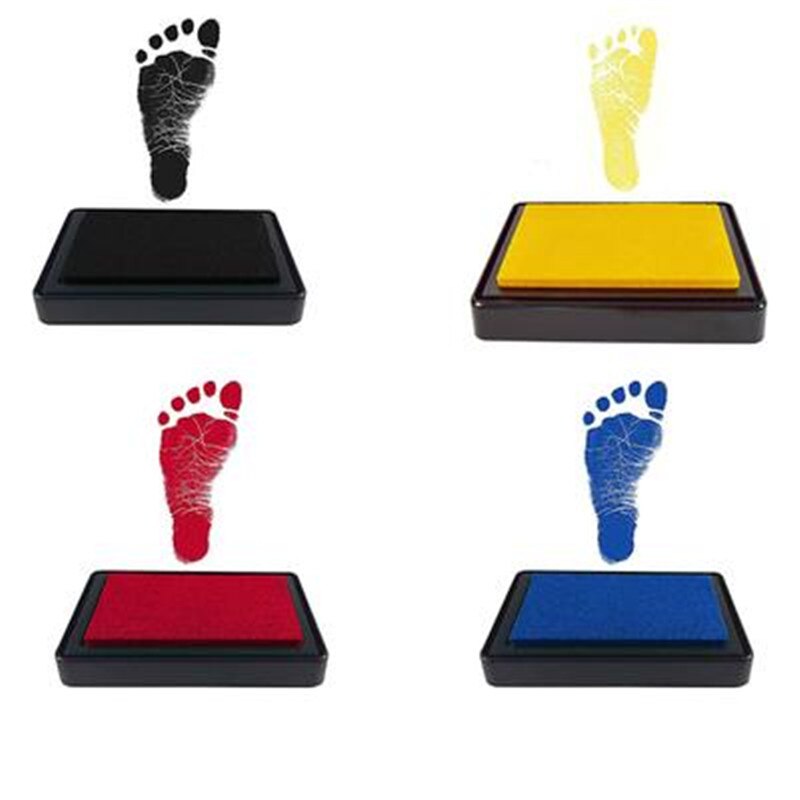 Baby Care Niet Giftig Baby Handafdruk Footprint Opdruk Kit Baby Souvenirs Casting Pasgeboren Voetafdruk Stempelkussen Baby Klei Speelgoed: black