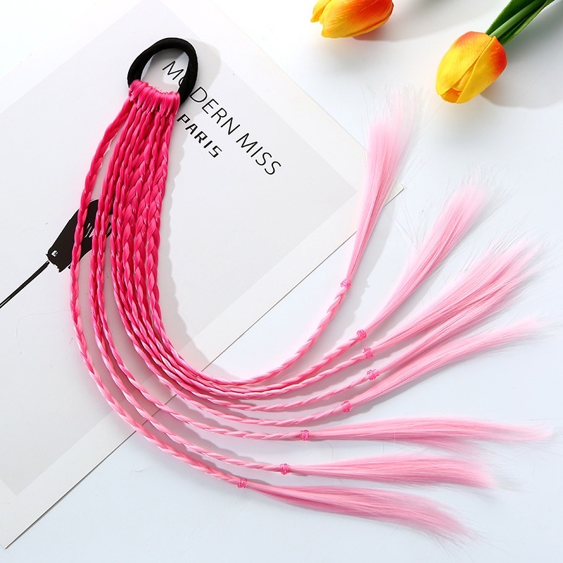 1 pz nuove ragazze parrucche colorate coda di cavallo accessori per capelli per bambini fascia per capelli ornamento per capelli fasce elastici fasce per capelli di bellezza: Oro