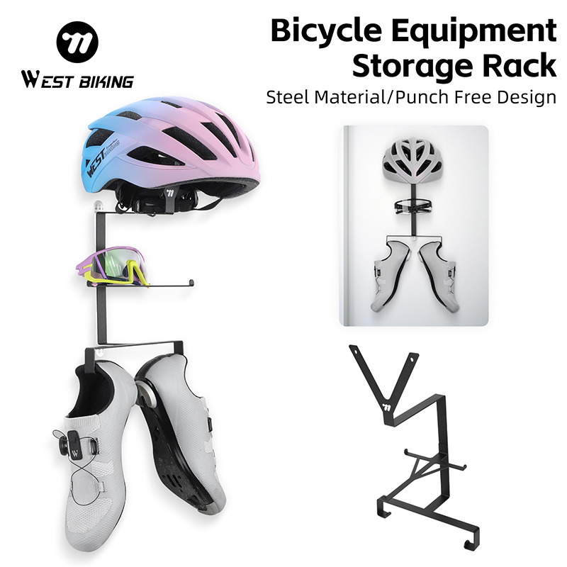 WEST BIKING Opbergrek voor fietsuitrusting Indoor Wall-Mount Fietshelm Schoenenhouder met haakstandaard Fietsaccessoires