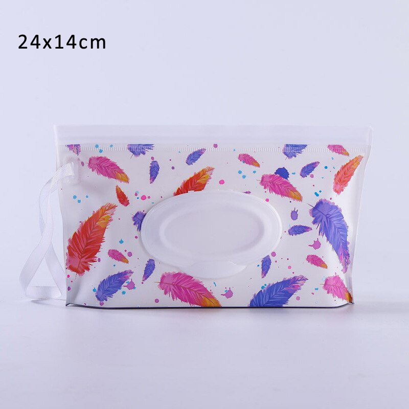 1Pcs Cartoon Pattern Eco-Friendly Baby Wipes Box Wet Wipe Box Cleaning Wipes Carrying Bag Clamshell Snap Strap Container Case