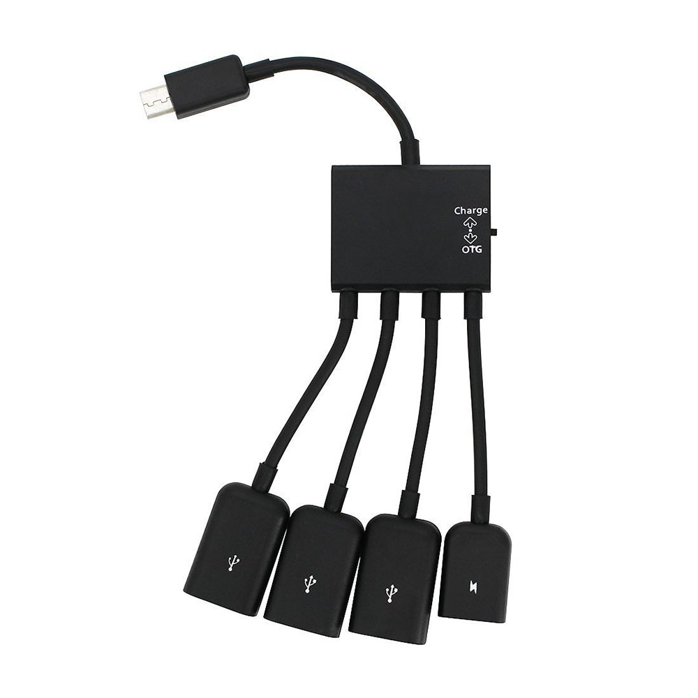 Gorący 4-portowy przedłużacz Micro USB Type-c Power OTG Hub Cable Black do tabletów z systemem Android, smartfonów i dysków U Akcesoria do myszy