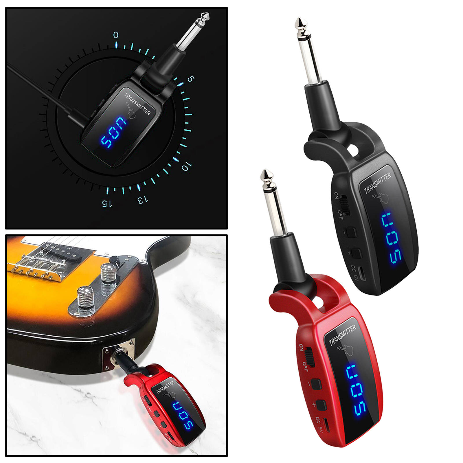 Wireless Guitar System Rechargeable Upgrated LED Screen15 Channels UHF Wireless Guitar Transmitter Receiver For Electric w/ LED