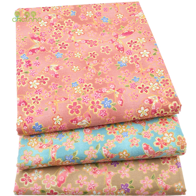 3 Stks/partij, Twill Katoen Stof Patchwork Bronzing Tissue Doek Fat Quarter Bundel Van Handgemaakte Diy Quilten Naaien Textiel Materiaal