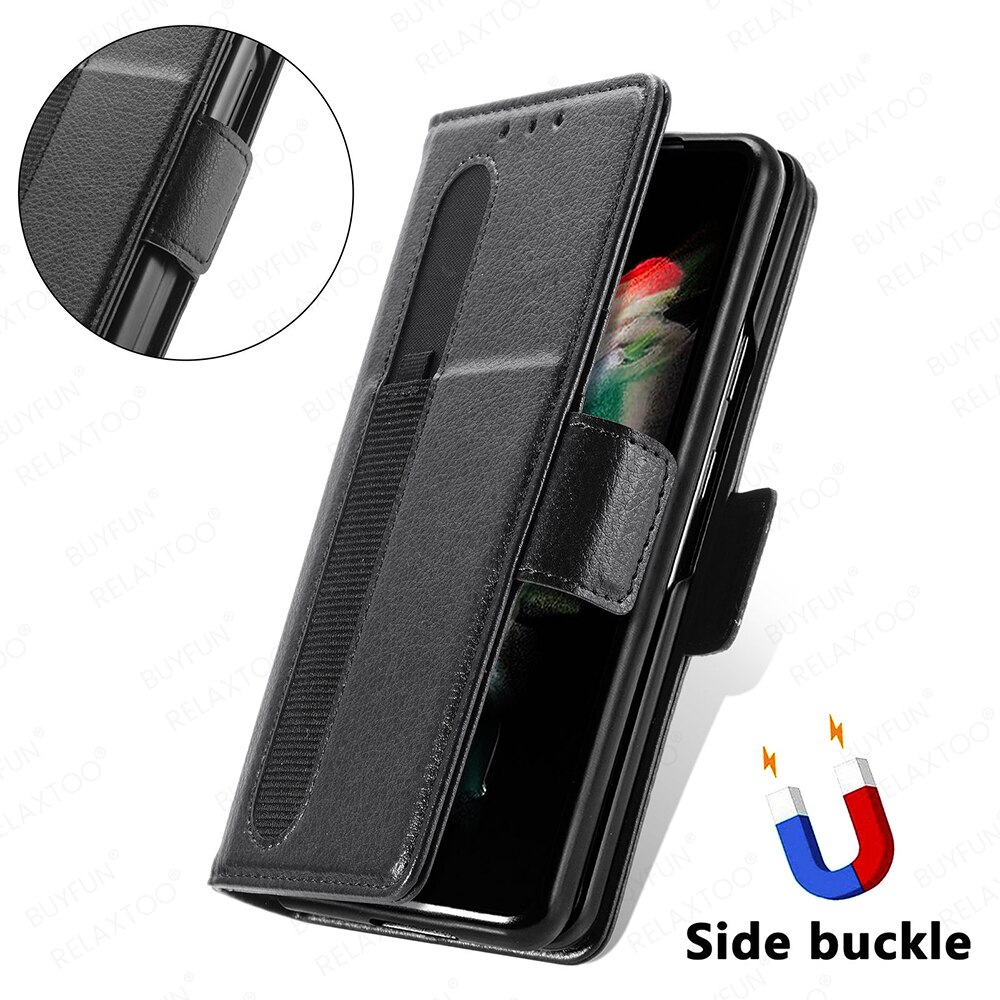 Custodia a portafoglio per Samsung Galaxy Z Fold 3 5G Slot per penna in pelle supporto pieghevole custodia antiurto per coperture Samsong Z Fold3 Fundas