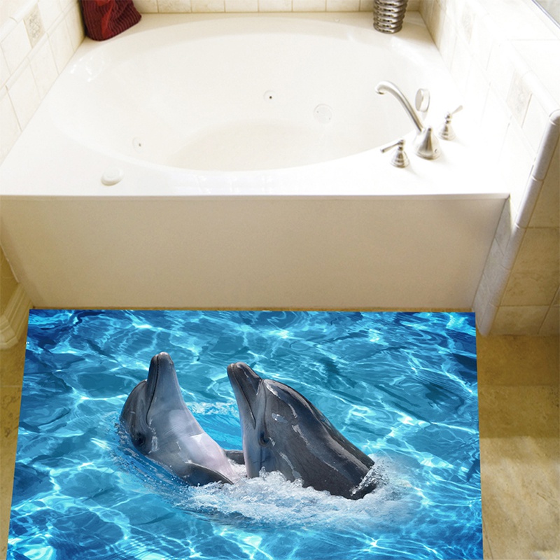 3D Wall Sticker Dolphin Self-adhesive Removable Waterproof DIY Decals Floor Stickers For Bedroom Living Room Bathroom