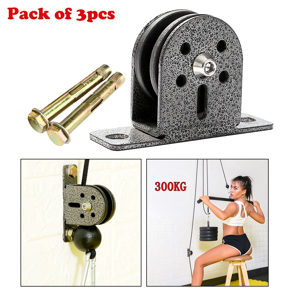 3pcs Fixed Pulley Block 661lbs Cable Machine Single Wheel Swivel Pulleys 300kg