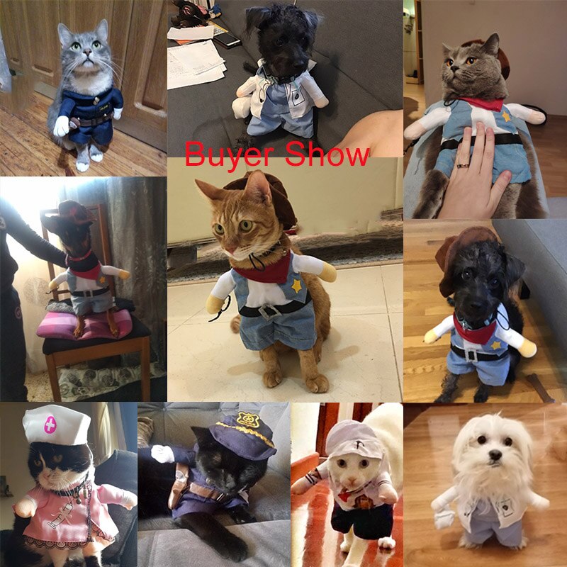 8 mönster rolig halloween katt kostym sjuksköterska polisläkare cosplay kostymer för små katter hundar chihuahua husdjur valp uniformskläder