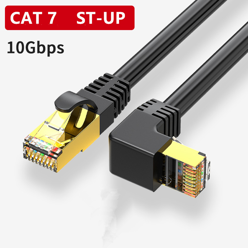 Cienki kabel Ethernet RJ45 Cat7 6 przewód Lan SFTP RJ 45 kabel sieciowy do kompatybilnego z Cat 7 Patch Cord 90 stopni kąt prosty w górę i w dół