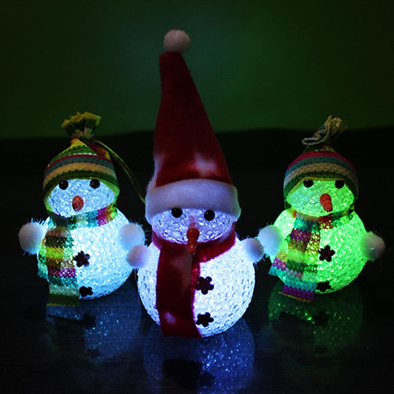 Beautiful Colorful Glow Christmas Snowman LED Lights Pretty Lovely Lamp Christmas Tree Ornaments