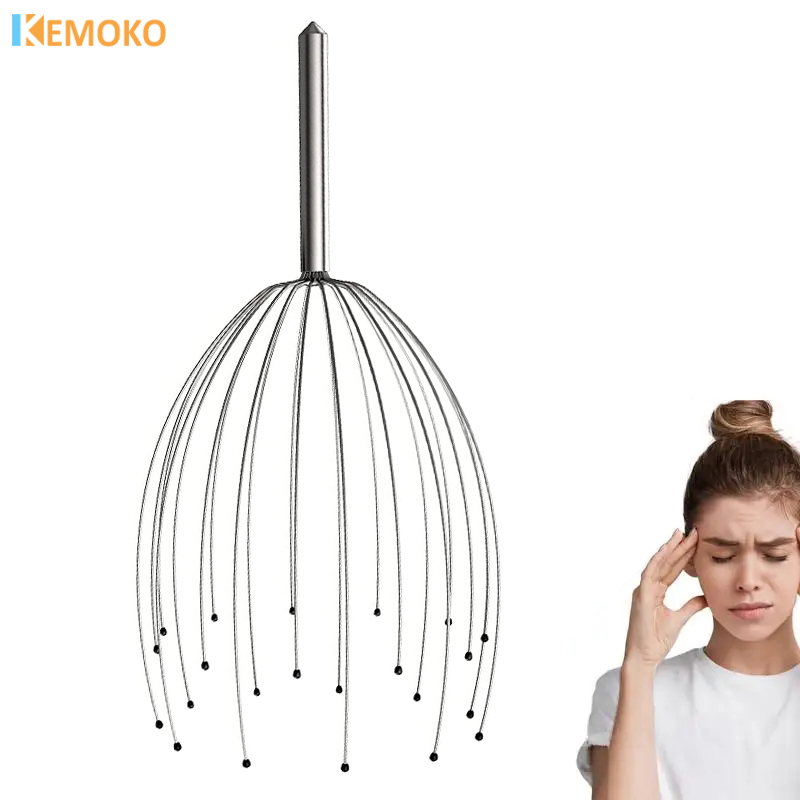 Masajeador de cabeza para rascar el cuero cabelludo de pulpo, Extractor sin alma de 24 dedos, cabeza divina relajante para extraer el cabello, cuidado saludable