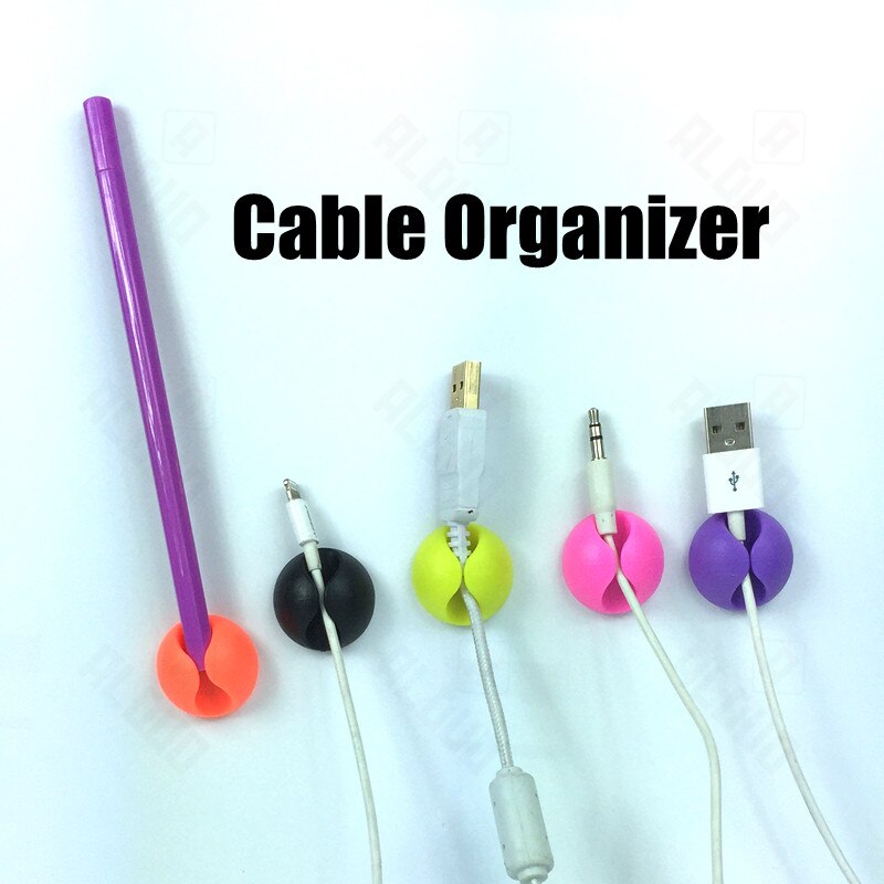 Silikone kabel arrangør kabel ledningsholder mus tråd holder skrivebord brug kabeladministrator oplader holder øretelefon kabel vikler