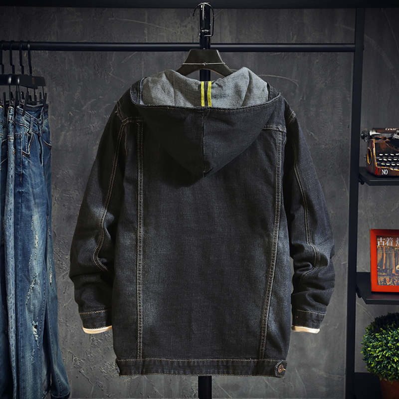 Autumn and Winter Men's hoodies Jacket Casual black Denim Jacket Embroidery Jacket Men