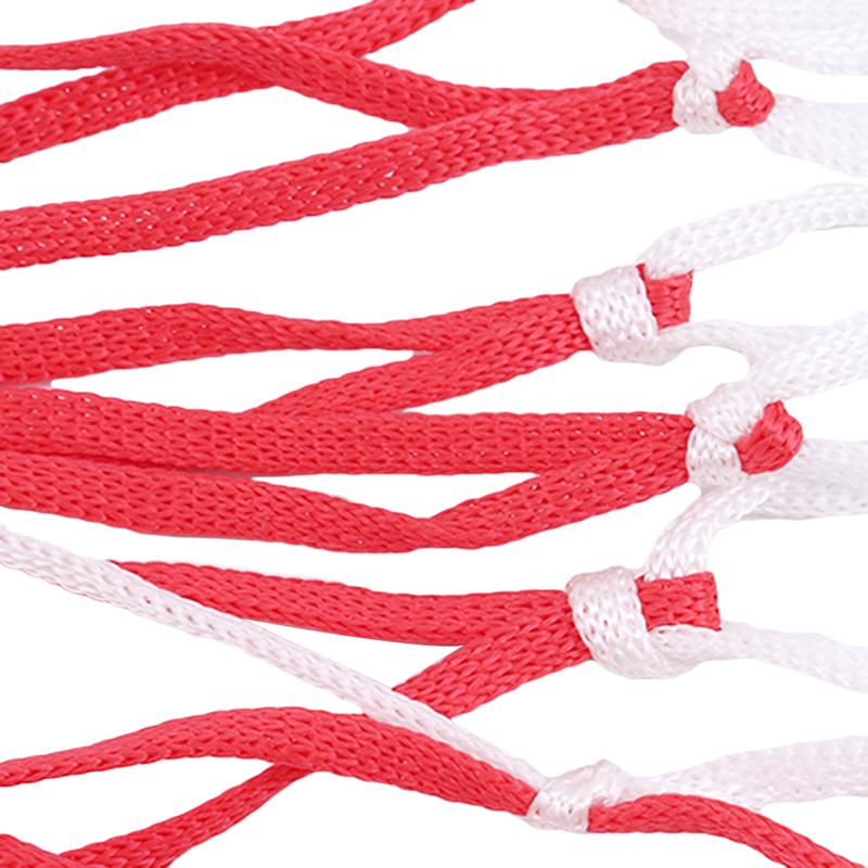 Outdoor-basketballkörbe, fußball- und volleyballkörbe, große, rot-weiße, geflochtene nylon-netztasche, sportzubehör