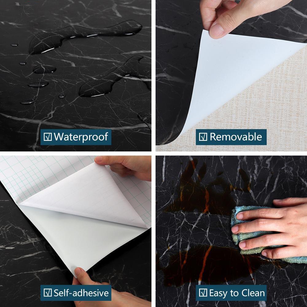 Papel tapiz impermeable de terrazo Beige a prueba de aceite, papel de Contacto de vinilo autoadhesivo de PVC para baño, cocina, encimera, decoración del hogar, 1/5M
