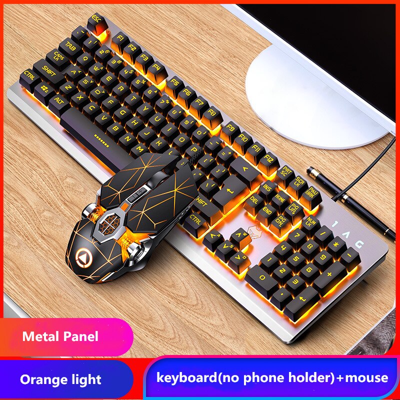 Gamer Keyboard Mouse Kit Gaming Full Size 104 Keys Mechanical Feeling RGB USB Wired for PC Laptop Computer Office: 9