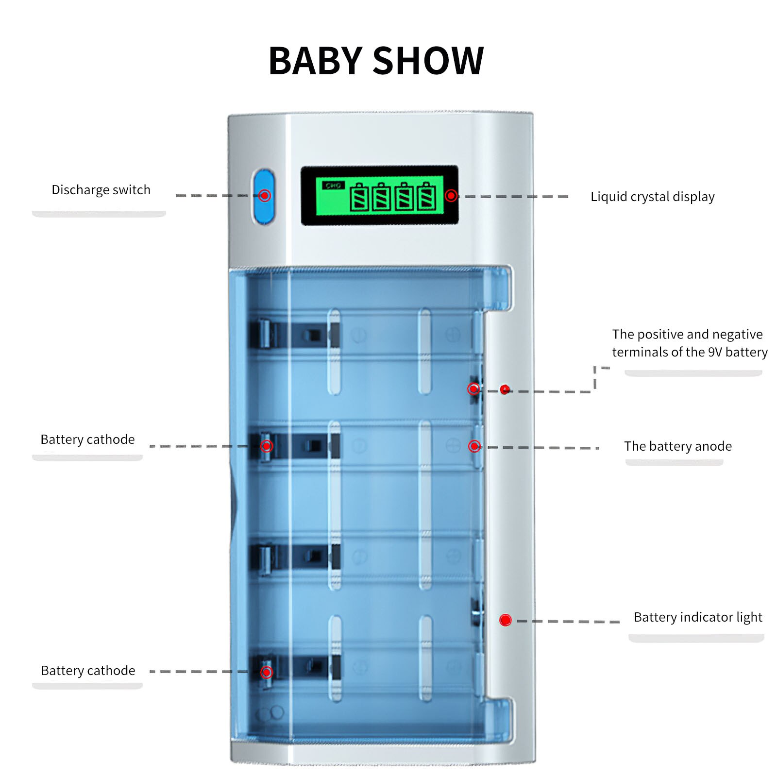 Portable Intelligent Battery Quick Charging Charger with Digital Screen Lithium Battery Charger Dock Station Cradle EU/UK