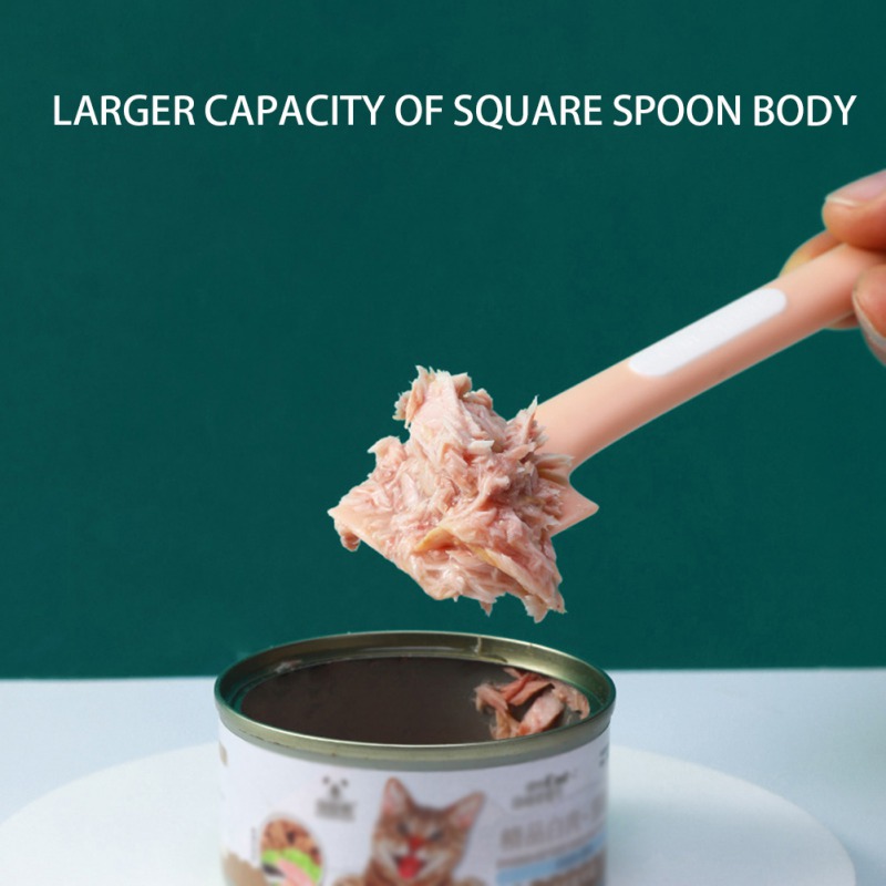 Cat Canned Food Spoon Pet Food Mixing Spoon Scraper Pet Feeding Tools Long Handle Scoops For Dogs Cats Feeding Bowl