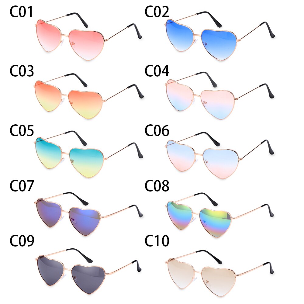 1 unidad de gafas de sol en forma de corazón retro UV 400 Color caramelo gradiente océano lentes marco de Metal vestido de fantasía ropa de calle mujer