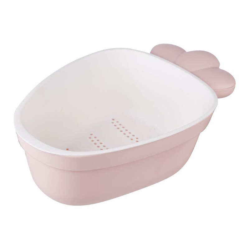 Fruit Bowl Plastic Fruit Tray Kitchen Drain Double Layer Radish Shape