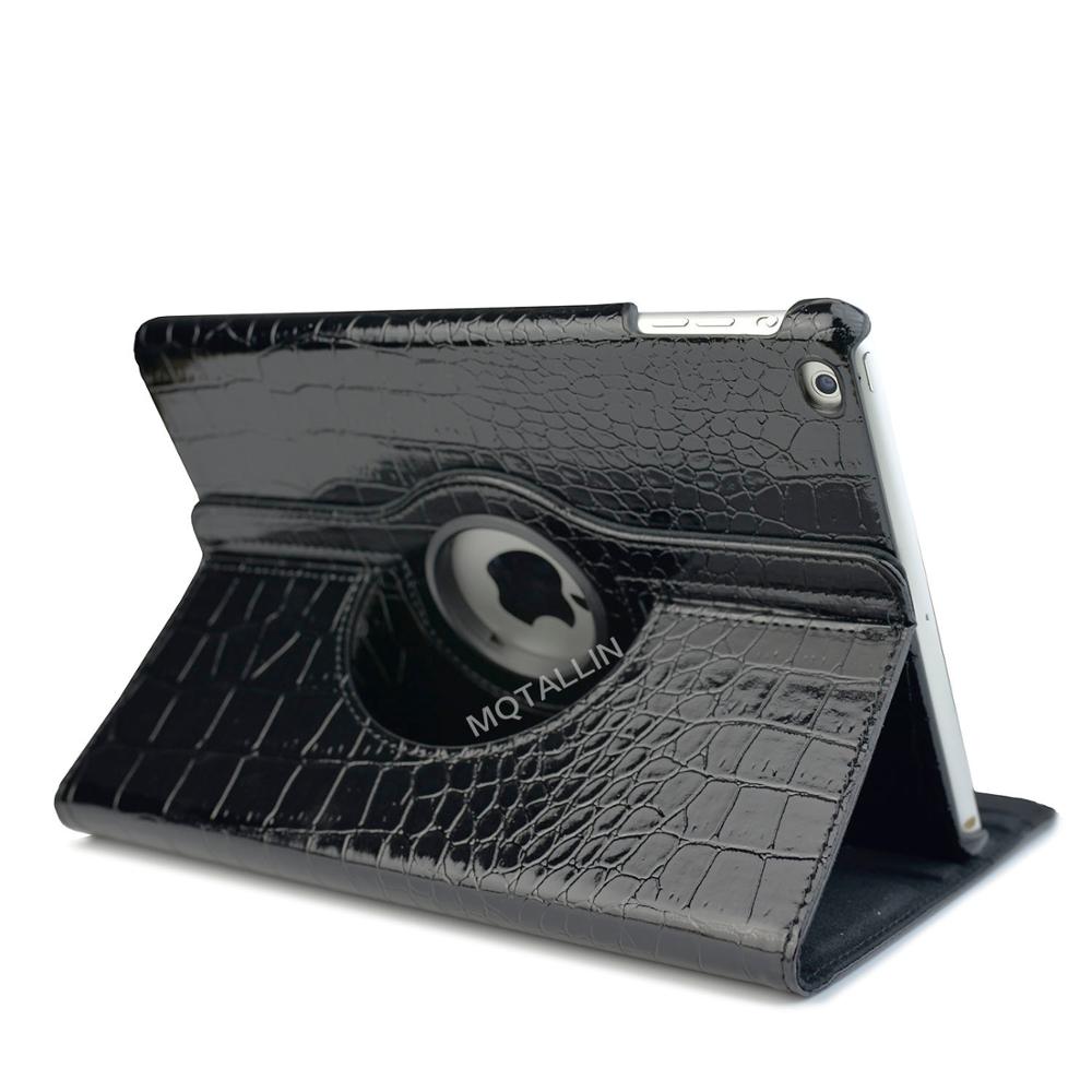 Funda con patrón de cocodrilo para iPad, cubierta de cuero abatible inteligente de grados para iPad Air 2 Air Generation, para el iPad 9,7 , 360: black-EYW