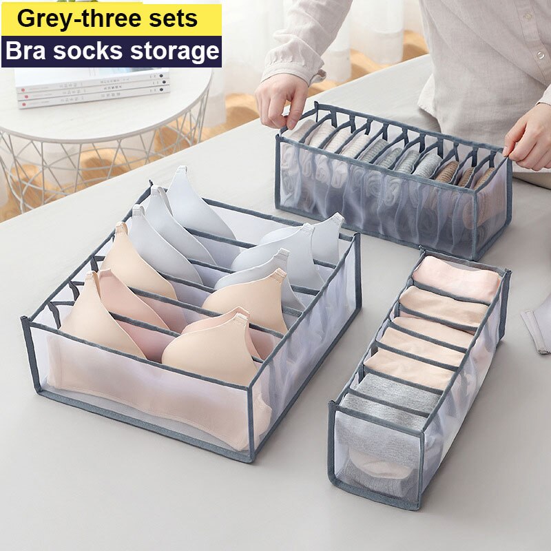 Boîte de rangement grilles soutien-gorge sous-vêtements organisateur boîte de rangement placard organisateur diviseur boîtes pliable sous-vêtements sac de rangement