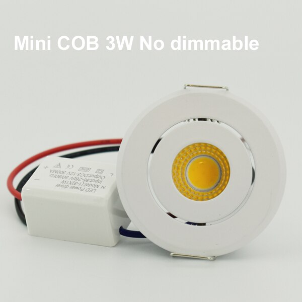 Mini led spot downlighters 1W COB 3W LED inbouwspot dimbare ronde led voor thuis kabinet showbox: 3W No dimmable / Pure White 6000K