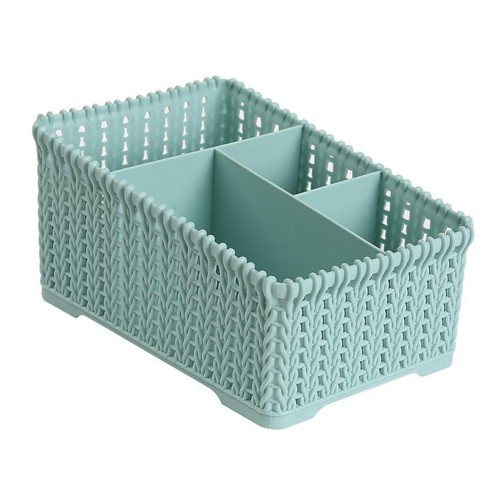 Huishoudelijke imitatie rotan kantoorafval opbergmanden opbergmanden cosmetica afstandsbediening make-up organizer mand voor badkamer  a6 t 1: Blauw