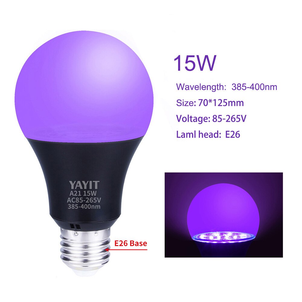 Ultraviolet Uv Lamp 8W 9W 9.5W 15W 56W Zwart Licht Fluorescerende Detectie Lamp E26 110V 220V Voor Dj Party Thuis Decoratie: 15W-A