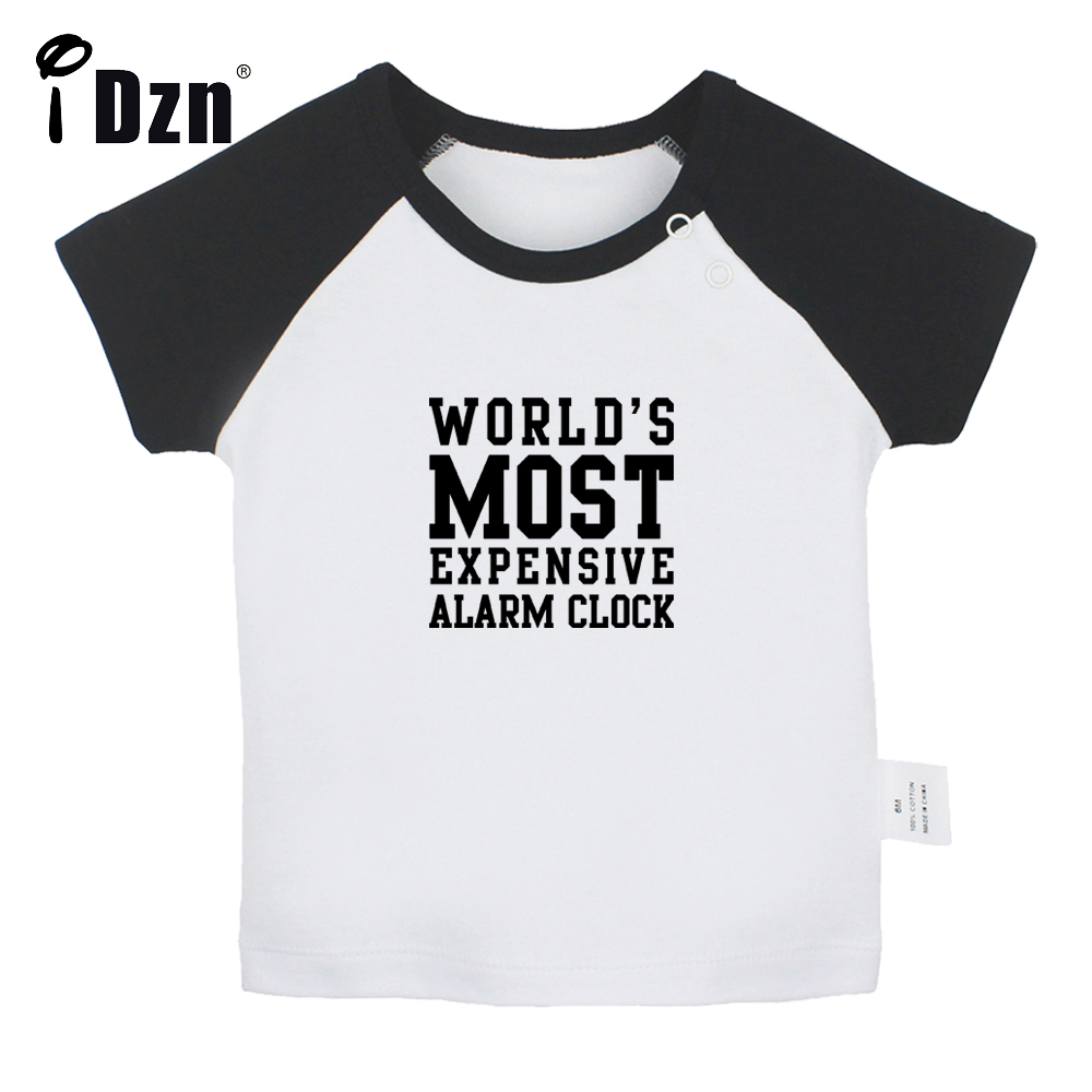 Wereld Duurste Wekker Fun Art Gedrukt Baby Jongens T-shirts Leuke Baby Meisjes Korte Mouwen T-shirt Pasgeboren katoen Tops