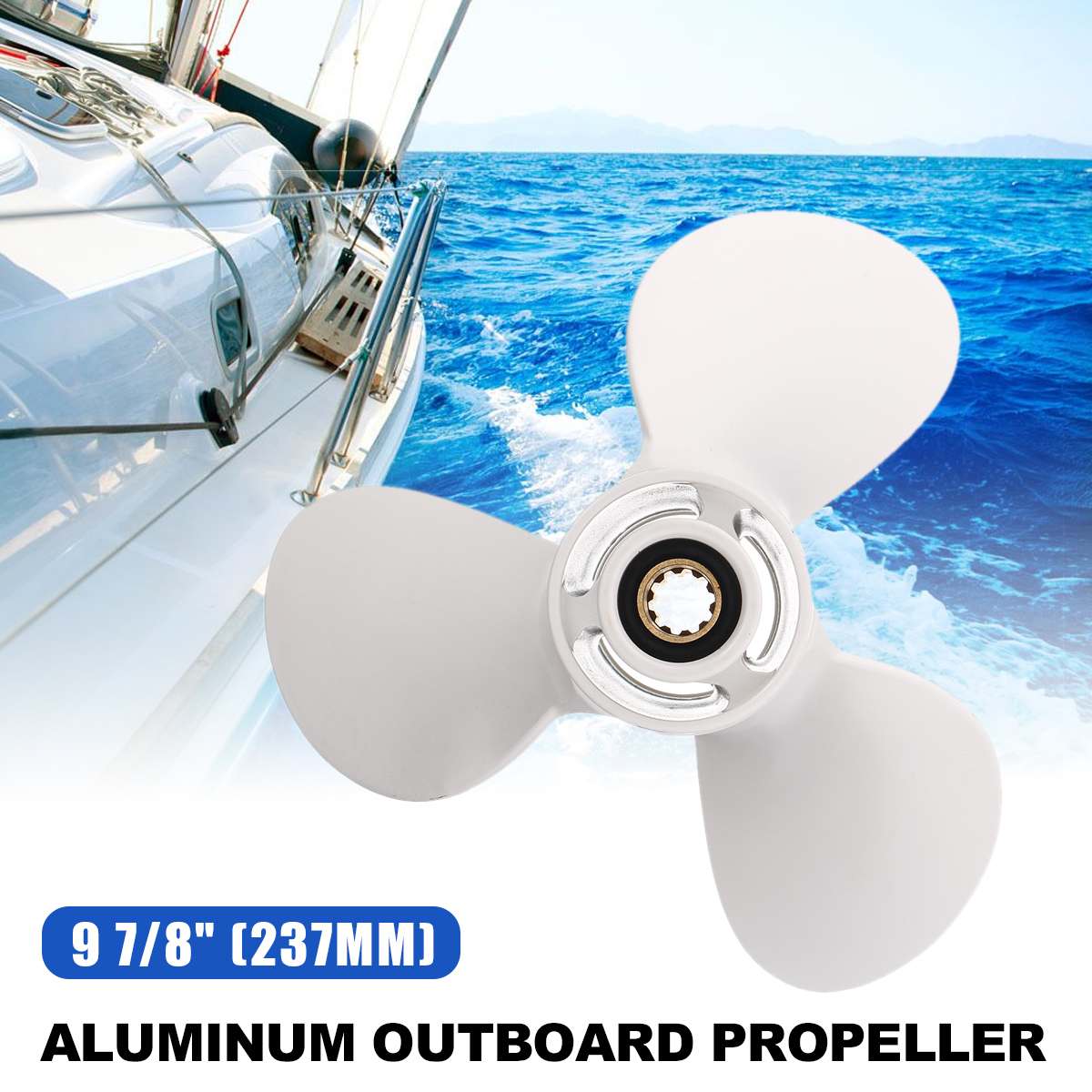 Boat Outboard Propeller 664-45947-01-EL 9 7/8x11 1/4 Aluminium for Yamaha 20-30HP White R Rotation 3 Blades 10 Spline Tooth