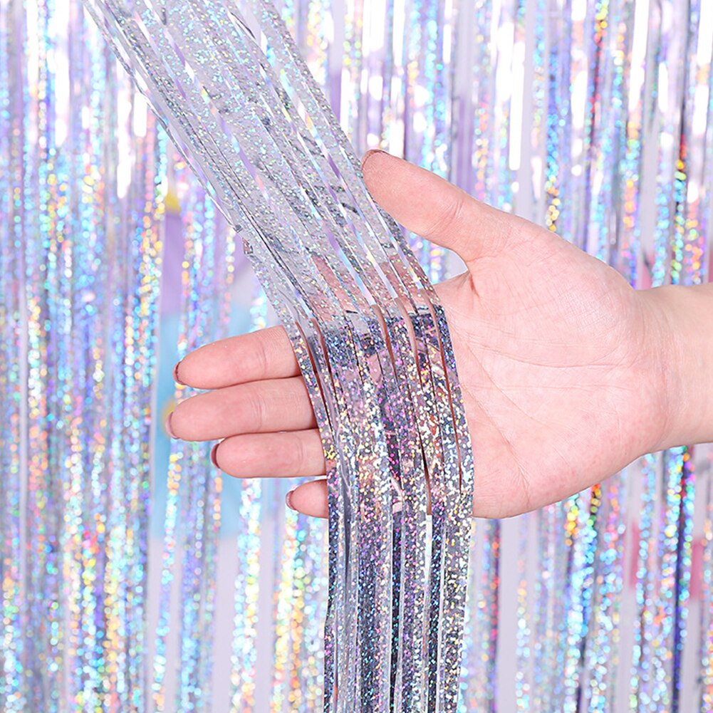 Photo Booth Tinsel Wedding Party Fringe Backdrop Curtains Anniversary Shimmer Wall Decor Adult Birthday Door Bachelor Foil