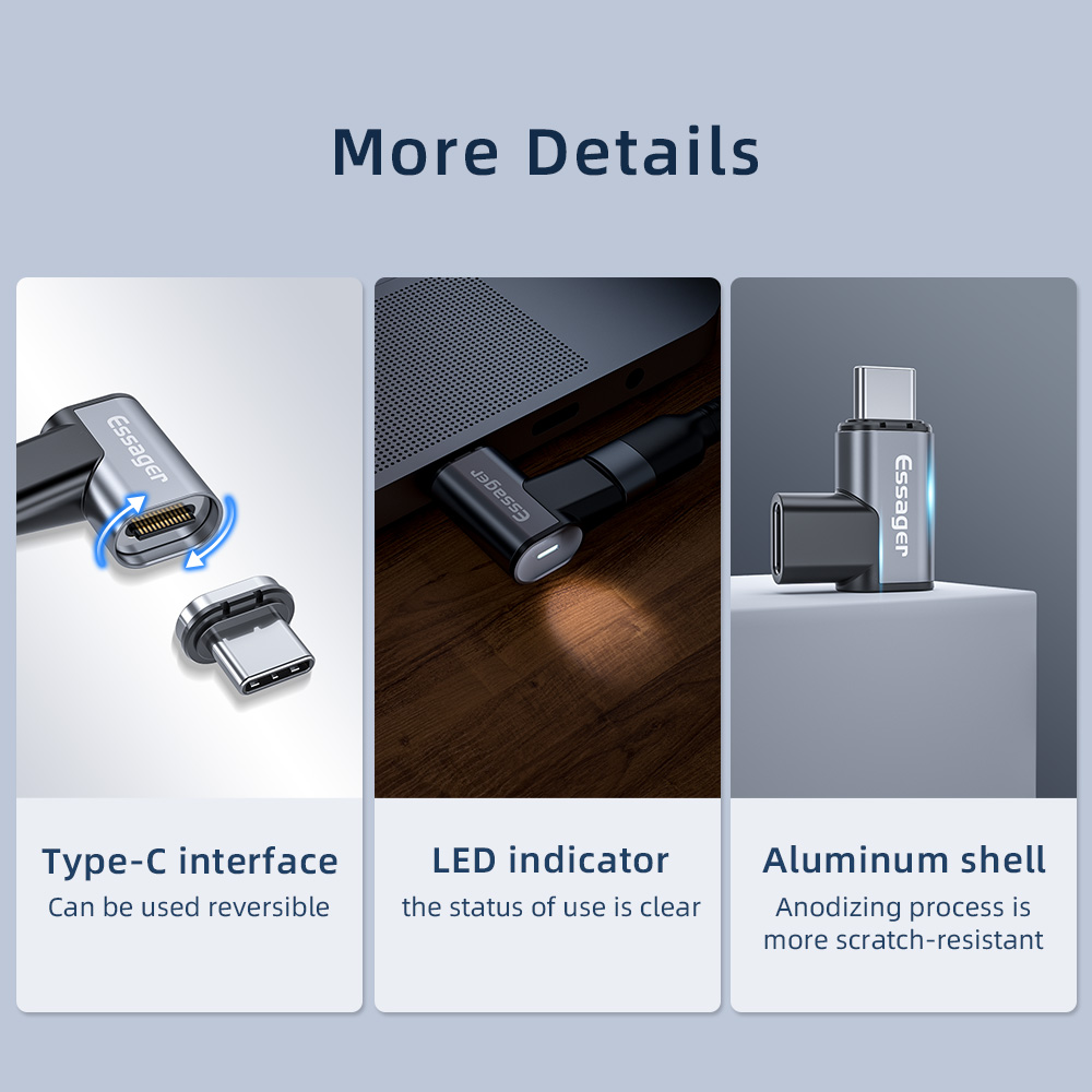 Essager 100 W USB Typ C auf Typ-C magnetischer Adapter USB-C weiblich männlich Magnetanschluss für MacBook Pro Air Laptop Telefonkonverter