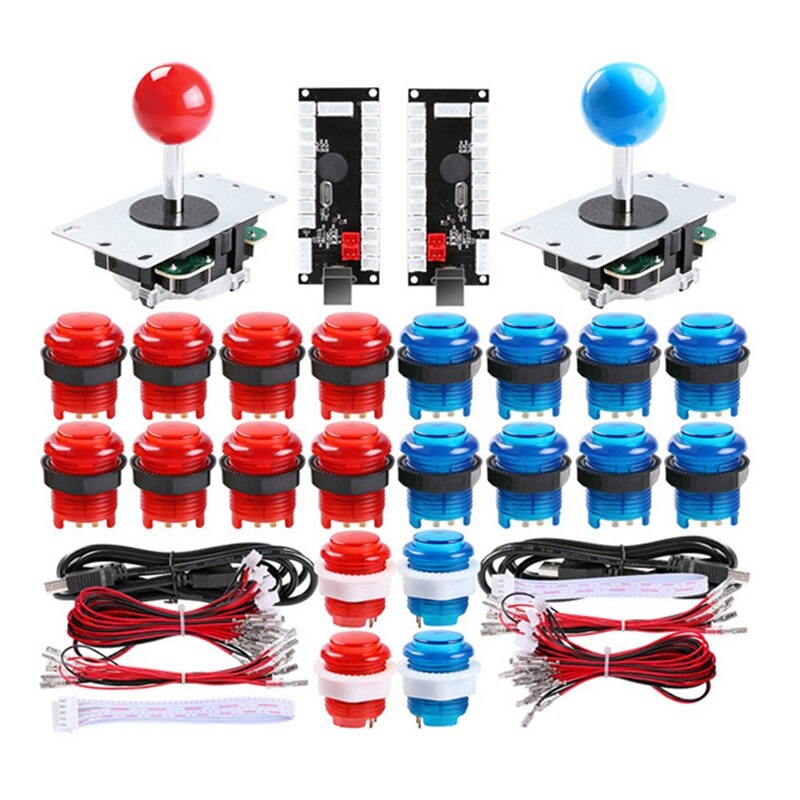 Arcade-diy-teile led-diy-kit 2x usb-encoder mit nullverzögerung +2x joysticks 20x led-arcade-tasten für arcade-spiele: Default Title