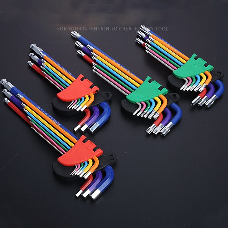 9pcs Screwdriver Hex Wrench Set Colour Coding Wear-resisting Anticorrosion Key Sets Hexagon Torx Star Spanner