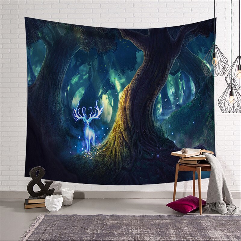Tapiz de cráneo de Mandala para colgar en la pared, tapices de cambio de fase de Luna, decoración de dormitorio: D