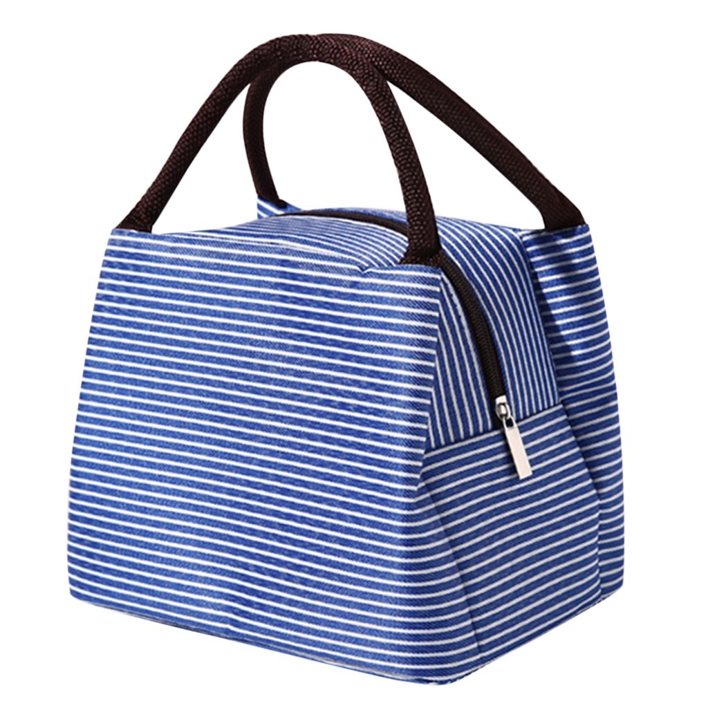 Lunchbox Draagbare Geïsoleerde Canvas Lunch Tas Thermische Voedsel Functionele Patroon Koeler Picknick Lunch Tassen Voor Vrouwen # l20: Blauw