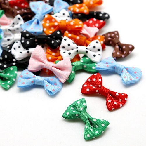 Mini lazo de cinta de satén hecho a mano para manualidades, decoración de pajarita y horquillas para niños, 4x2,5 cm, 25 unids/lote: Random Mixed Color