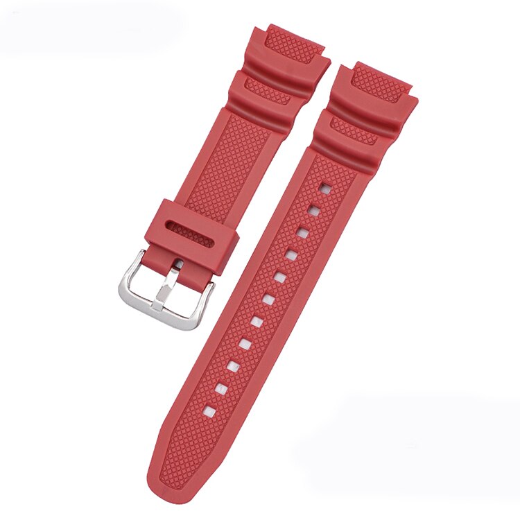 Replace applicable Casio Watch Strap ae-1000w / aq-s810w watch strap with 18mm convex rubber strap: Red-silver