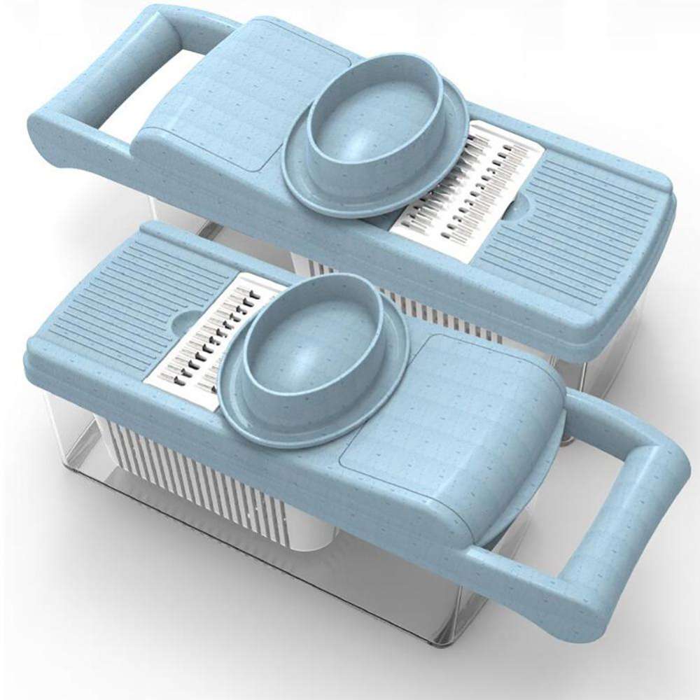 6 in-1 Multi-Function Food Cutter With Container Vegetable Chopper Cheese Cutter Lemon Squeezer 6 Interchangeable Cutting Tools
