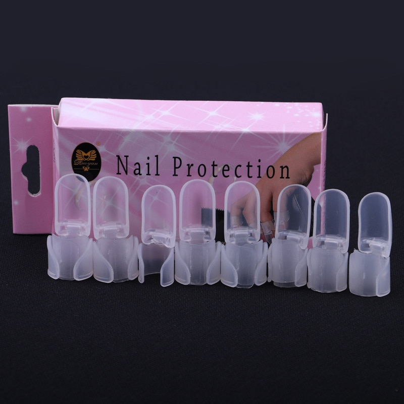 HUAMIANLI Nail Bescherming Cover Anti-Kras Plastic Nail Bescherming 10 stks/partij Manicure Art Care Tool Wit Kleur
